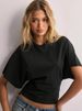 Korean Style Women's Short Sleeve T-Shirt round Neck Pullover Solid Color Loose Fit Versatile Top 2025 New Arrival_ecoleips.com