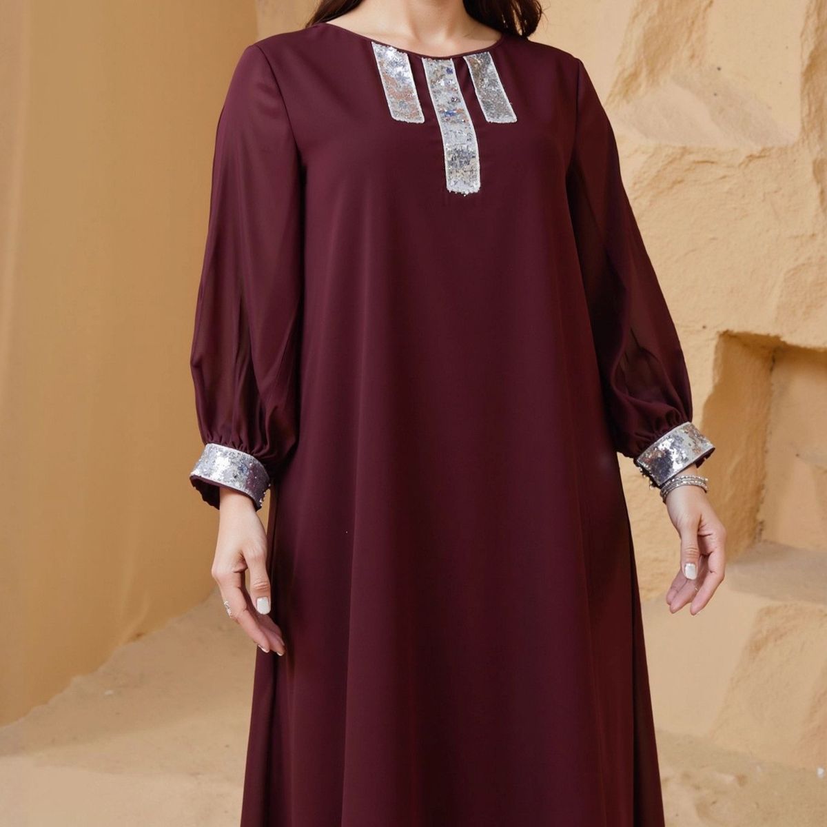 Muslim Dress Women Elegant V-Neck Arab Robe Dress – Loose Fit Short Sleeve Muslim Fashion For Modest Comfort_ecoleips.com