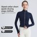 Short Gold Zipper LU Spring Double-Sided Brushed Defin Top Slim Fit Stretch Quick-Dry Stand Collar Jacket Yoga Coat_ecoleips.com
