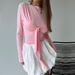 Voya Women's Sexy Sweet Style T-Shirt, Spring/Summer Twisted Slim Fit Sweet & Spicy Long Sleeve Innerwear Pink Top_ecoleips.com
