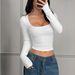 Women's Slim-Fit Ribbed Long Sleeve T-Shirt – High Neck & Cropped Casual Top For Streetwear & Daily Wear_ecoleips.com