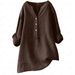2025 Summer Loose Solid Color Shirt Cotton Linen Top With Pockets Women's Clothing_ecoleips.com