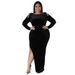 N7711 plus Size Elegant Slim Fit Sexy Dress European American Style New Arrival 2022 Decoration Detail Women's Clothing_ecoleips.com