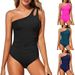 Women's Clothing New Swimsuit One Piece Solid Color Stitching Swimsuit Sexy Hollow Swimsuit Female_ecoleips.com