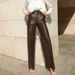 High-Waisted PU Leather Pants – Women’s Straight-Leg Trousers With Lifting Effect (Black/Blue/Lake Blue/Brown, S-L)_ecoleips.com
