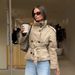 women's clothing elegant doublebreasted belted short trench coat stylish stand collar, slim fit, streetwear fashion (khaki, bury, y green)_ecoleips.com