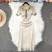 Korean Style Polo Collar Short Sleeved Dress Women's Color Blocking Sweater Dress Summer Export Skirt Casual Maxi Dress_ecoleips.com