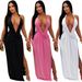 Women's Sexy Deep V Halter Neck Backpack Dress Fashion Hip Revealing Clothing_ecoleips.com