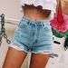 Women's Clothing Retro Ins Hot Classic Style Side Slit Ripped Cat Claw High Waist Denim Shorts Hot Pants_ecoleips.com