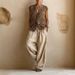 Women's Casual Floral Print Shirt And Wide-Leg Pants 3-Piece Set, Loose Fit Comfort Outfit For Daily Wear_ecoleips.com