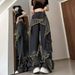 American Retro Loose Slimming Jeans For Women Spring Design Sense Frayed Hem Floor-Length Straight Wide-Leg Pants Trendy_ecoleips.com