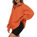 Women's Fleece Half-Zip Pullover Sweatshirt Long Sleeve Casual Loungewear No Pocket Hoodie For Fall Winter_ecoleips.com