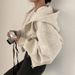 Women's Clothing Hooded Short Sweatshirt Jacket Zip-Up Hooded Cropped Sweatshirt Korean Loose Fit Casual Pullover With Batwing Sleeves In 7 Colors_ecoleips.com