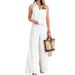 Women's Clothing Hollow V-neck Vest Top Wide Leg Straight Pants Suit_ecoleips.com
