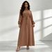 Fashion Lapel Full Button Elegant Long Dress_ecoleips.com