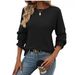 2026 Women's Fashion European And American Cross-Border Autumn Winter New Casual Solid Color Ribbed Crew Neck_ecoleips.com