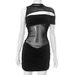 Mesh Panel Bodycon Dress, Sleeveless Round Neck Sheer Insert Mini Dress, Sexy Clubwear And Party Dress For Women_ecoleips.com