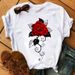 Cross-border Fashion Women's Clothing, Simple Summer Short-sleeve Rose And Music Note Short Top T-shirt For Women_ecoleips.com