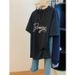 Plus Size Rhinestone Embroidered Letter T-Shirt Short Sleeved Women's Clothing 300 Lbs Summer New Style Design Top_ecoleips.com