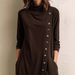 Women's Clothing Style High Neck Long Sleeve Dress For Women Elegant Stylish Solid Color Button Down Pocket Design_ecoleips.com
