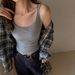 Women's Double Strap Solid Color Camisole Tank Top Ribbed Cotton Sexy Versatile Spring Summer Top_ecoleips.com
