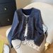 Women's Clothing Women's Faux Two Piece Set Casual Versatile Drawstring Cardigan Round Neck Long Sleeved T-Shirt Top Style Relaxed Fit_ecoleips.com