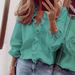 Women's Long Sleeve Ruffled Blouse Spring Summer European American Style Solid Color Top For Ladies_ecoleips.com
