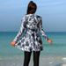 Muslim Swimsuit Leaf Pattern Long Sleeve Swimsuit Set European And American Style Women's Fashionable Swimwear One Piece Swimsuit For Adults_ecoleips.com
