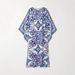 Women's Clothing Fashion Blue And White Porcelain Print One Line Loose Dress_ecoleips.com