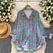 Korean Style Loose Plaid Long Sleeved Cardigan Breathable Shirt Women's Spring Commuting Boyfriend Lazy Sun Protection Top Skin Friendly_ecoleips.com