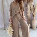 Women's Casual Loose-Leg V-Neck Bat-Sleeve Pants Set_ecoleips.com