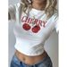 Women's Clothing New Slim Fit Hot Girl Short Small Fresh Fruit Cherry Print T Shirt Female Top_ecoleips.com