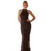 Women's Slim Fit Dress European American Style 3D Embroidery Tie-up Round Neck Open Back Elegant_ecoleips.com