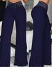Suitable For All Seasons 2025 Summer Women's Hollow Out Belt High Waist Casual Straight Loose Long Wide Leg Pants_ecoleips.com