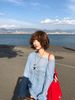 American-style Shirt For Women, Popular Spring-summer Fashion, Off-shoulder Long-sleeve Sun Protection Cover-up, Loose_ecoleips.com