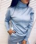 Women's Knitted Pullover Sweater And Pants Set Ribbed Legs Sportswear Single Line down the Middle_ecoleips.com