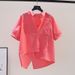 Women's Clothing Cotton Simple Summer Thin Short Sleeved Shirt Women Loose Medium Length Single Pocket Cardigan Shirt_ecoleips.com