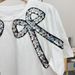 Women's 3D Floral Applique Short Sleeve T-Shirt Embroidered Flower Detail round Neck Cotton Top Fashion Summer Tee_ecoleips.com