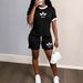 Women's Classic Color Block Pant Set Black White Short Sleeve Shirt And Shorts Summer Casual Outfit Simple Print Design_ecoleips.com