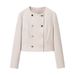 Women's Short Double-Breasted Blazer Set With Chain Belt & Ankle Pants – Elegant Office-To-Evening Outfit (Beige/Black, Sizes Xs-L)_ecoleips.com