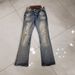 Cross-Border Foreign Trade Purple American High Street Ripped Patch Trendy Retro Straight AM Washed Jeans Long Pants Men_ecoleips.com