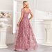 Women's Clothing High Quality New Sleeveless Double V Neck Mesh Printed Full Back Zipper Large A Line Evening Dress Party Long Dress_ecoleips.com