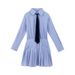 College-style Striped Shirt For Women, Early Autumn 2025 New French-style Waist-cinching High-end Elegant Short Dress_ecoleips.com