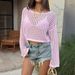 Y2k Sexy Hollow-Out Long Sleeve T-Shirt For Women - Fashionable Cropped Top With Breathable Design (White/Pink/Black, S/M/L/Xl)_ecoleips.com