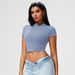 Women's Slim Fit High Elasticity T-Shirt Summer Short Sleeve Straight Shoulder Fitness Sports Yoga Top_ecoleips.com