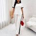 Women's Casual Loose Comfortable Set Gold Milan Print Short Sleeved Top And Straight Leg Trousers Print_ecoleips.com