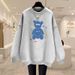 2023 Women's Loose Casual Fleece Lined Thickened Cotton Sweater Pure Cotton Autumn Winter Versatile Top for Women_ecoleips.com