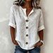 Women's V Neck Casual Shirt 3D Printed Button Top American Style Spring Summer New_ecoleips.com