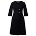 Elegant A-Line Pleated Dress With Notched Collar - Plus Size Women's Office Dress In Soft Stretch Polyester_ecoleips.com