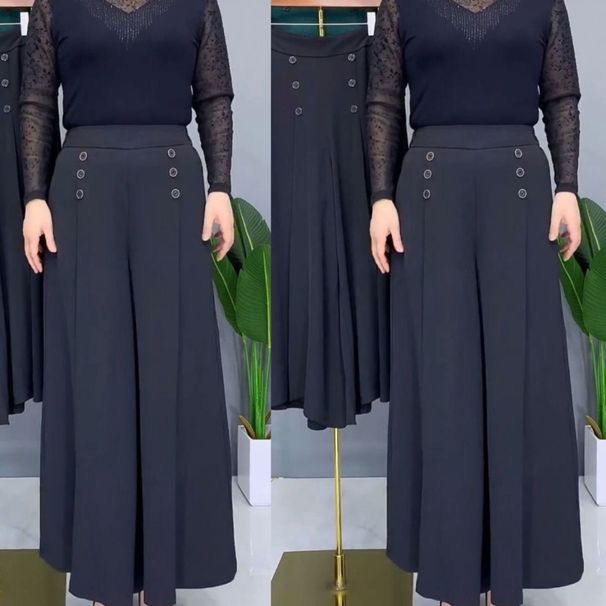 Loose-waisted Women's Skirt-pants, Fashionable High-waisted Plus-size Drapey Wide-leg Pants, Summer Thin Solid Color_ecoleips.com